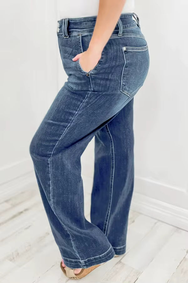 Casual Zipper Fly Washed Straight Tube Jeans Streetwear Mssza