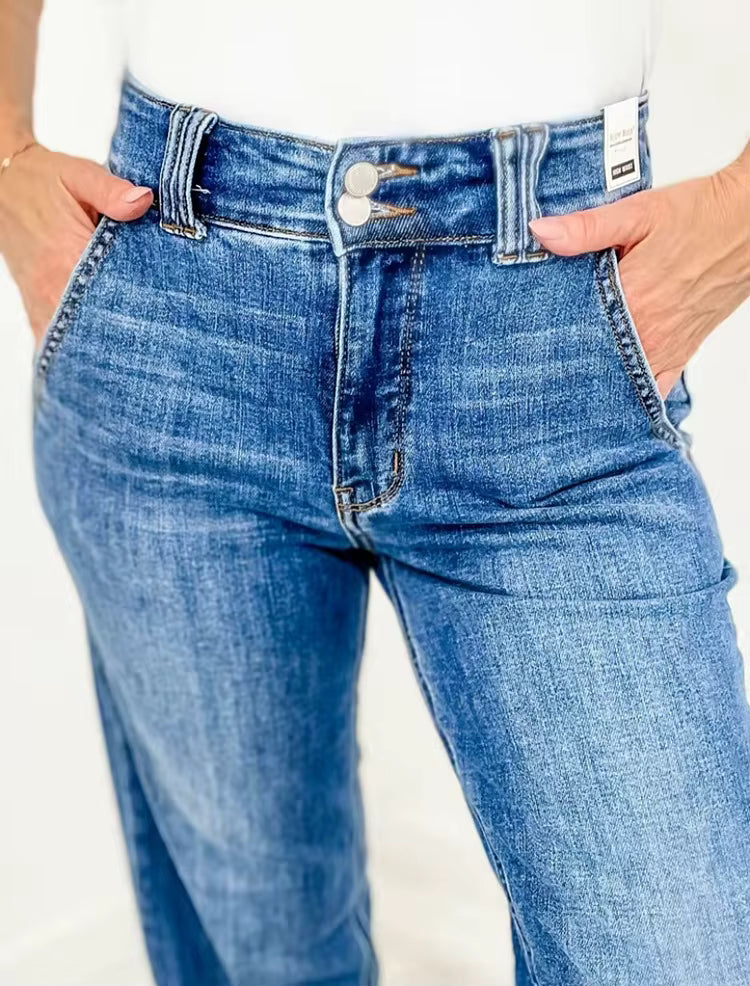 Casual Zipper Fly Washed Straight Tube Jeans Streetwear Mssza