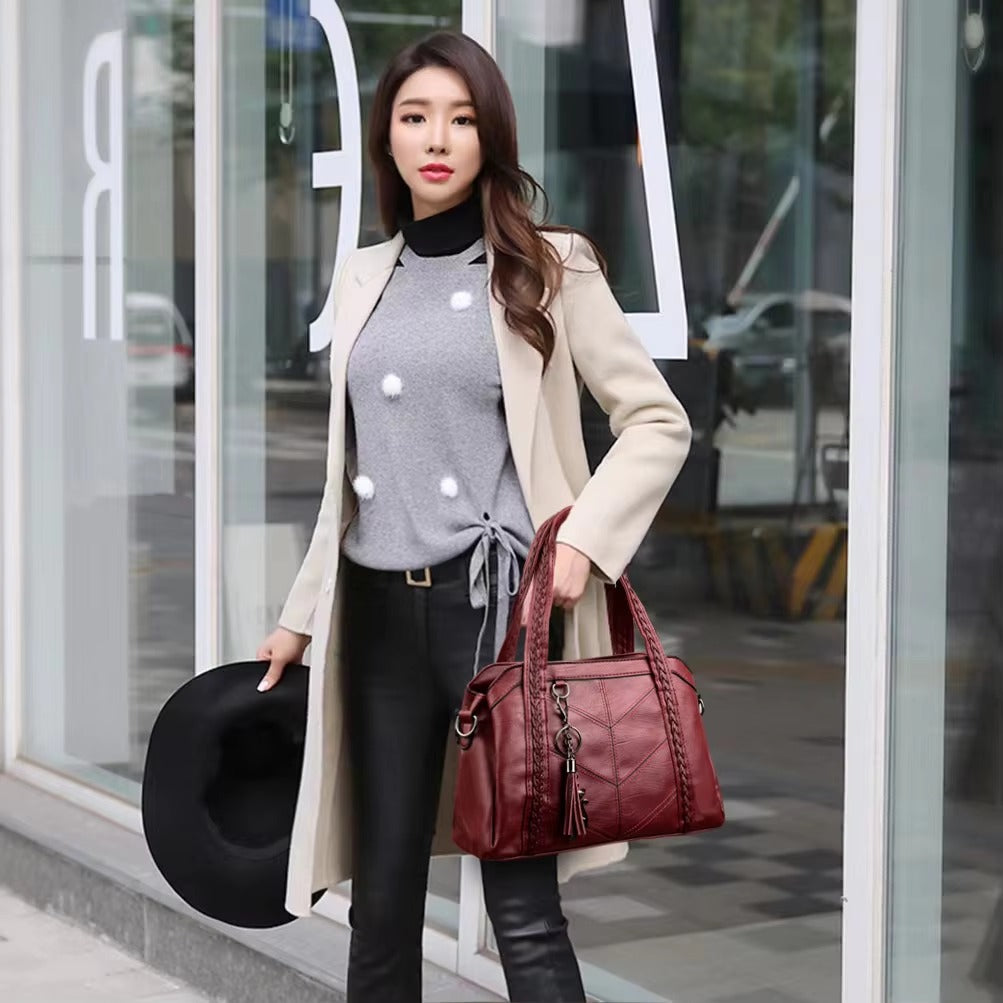 Casual Zipper Leather Designer Versatile Shoulder Bags Mssza