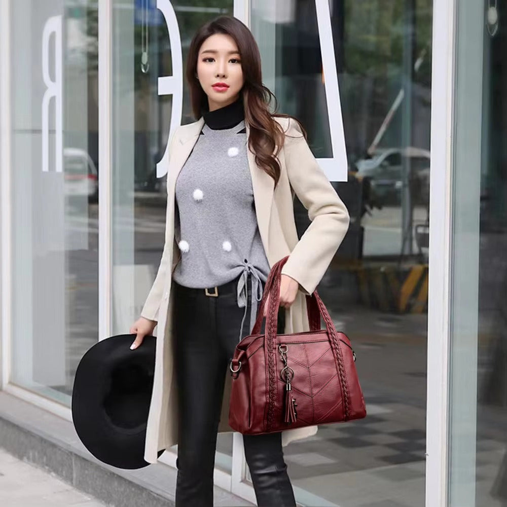 Casual Zipper Leather Designer Versatile Shoulder Bags Mssza