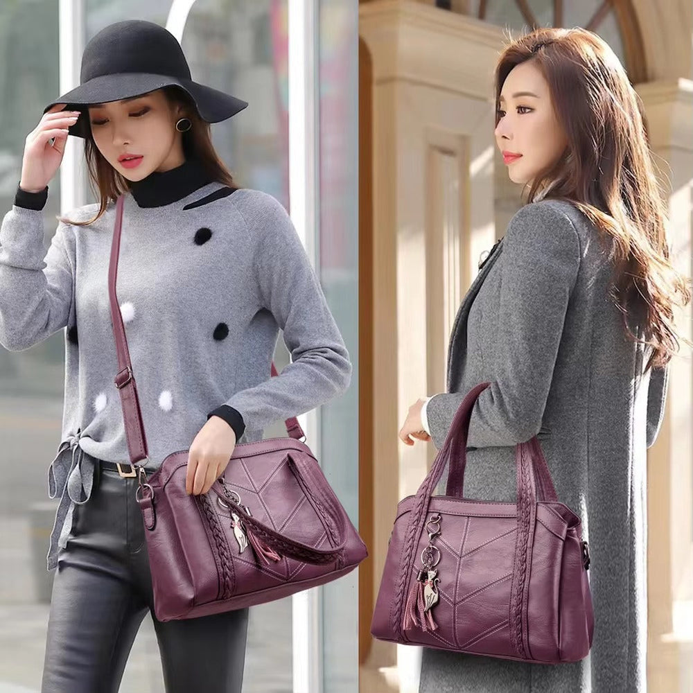 Casual Zipper Leather Designer Versatile Shoulder Bags Mssza