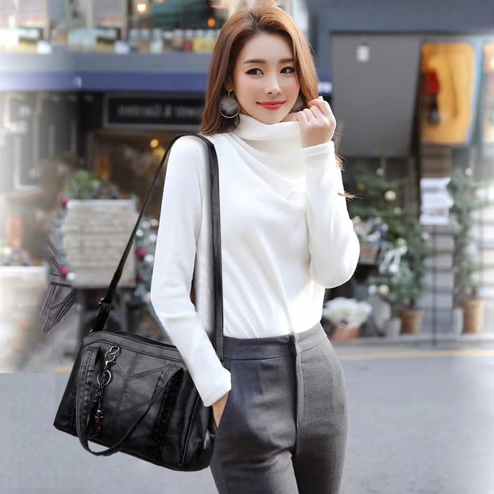 Casual Zipper Leather Designer Versatile Shoulder Bags Mssza