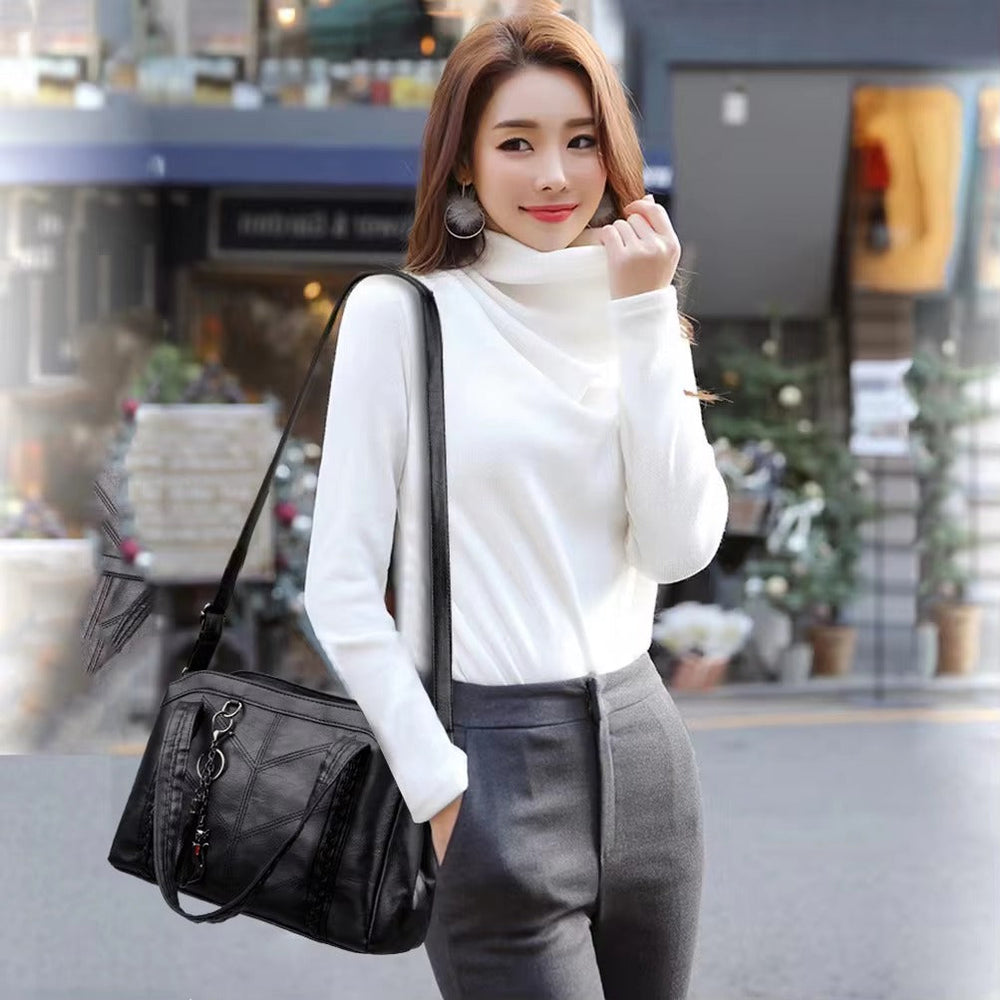 Casual Zipper Leather Designer Versatile Shoulder Bags Mssza