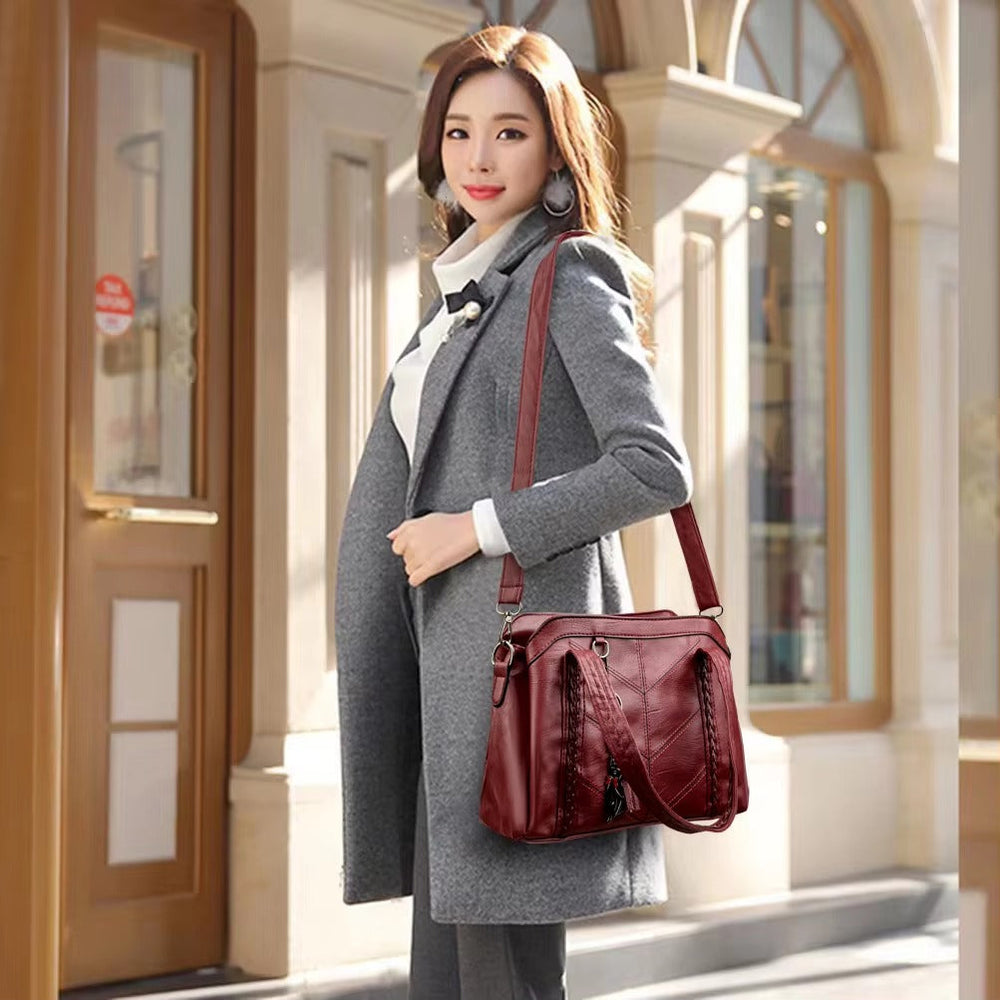 Casual Zipper Leather Designer Versatile Shoulder Bags Mssza