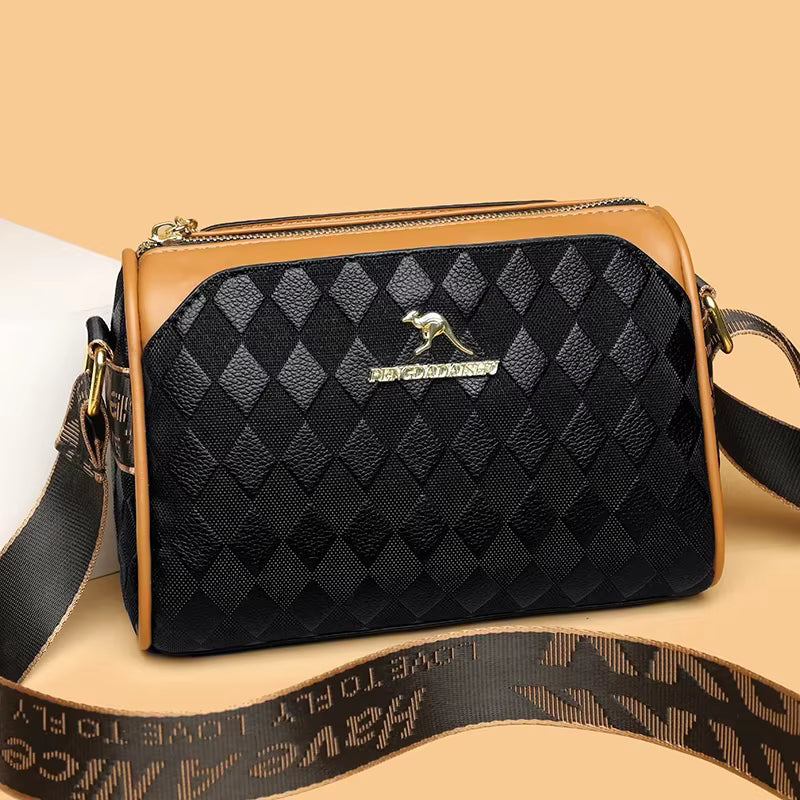 Vintage Zipper Soft Leather Interior Compartment Crossbody Bag Mssza