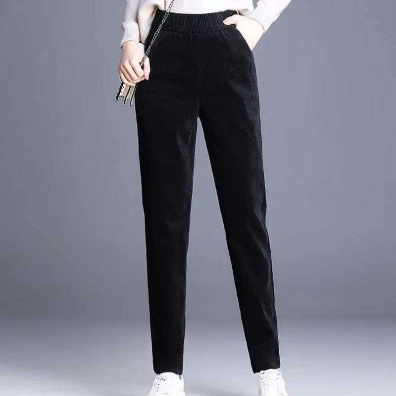 Casual corduroy High Waist Warm Harem Ankle-Length Pants Trousers Mssza