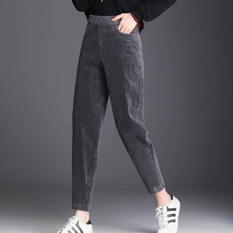 Casual corduroy High Waist Warm Harem Ankle-Length Pants Trousers Mssza