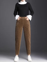 Casual corduroy High Waist Warm Harem Ankle-Length Pants Trousers Mssza