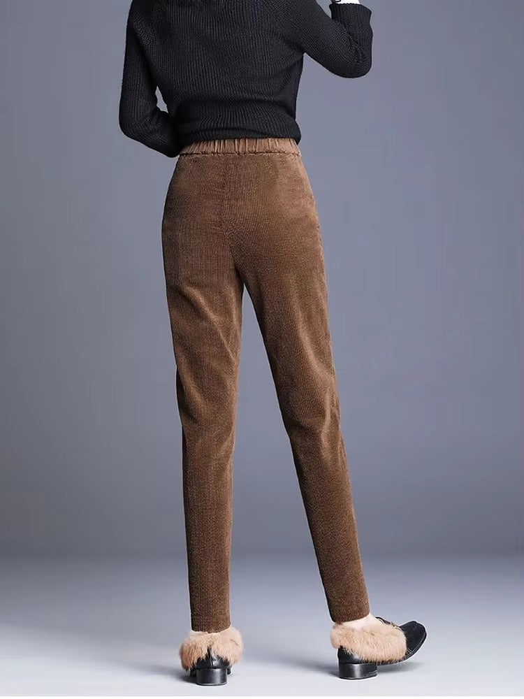 Casual corduroy High Waist Warm Harem Ankle-Length Pants Trousers Mssza