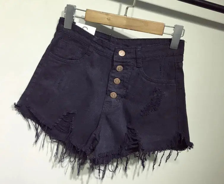 Casual Cool High Waists Fur-Lined Leg-Openings Denim Booty Shorts Mssza