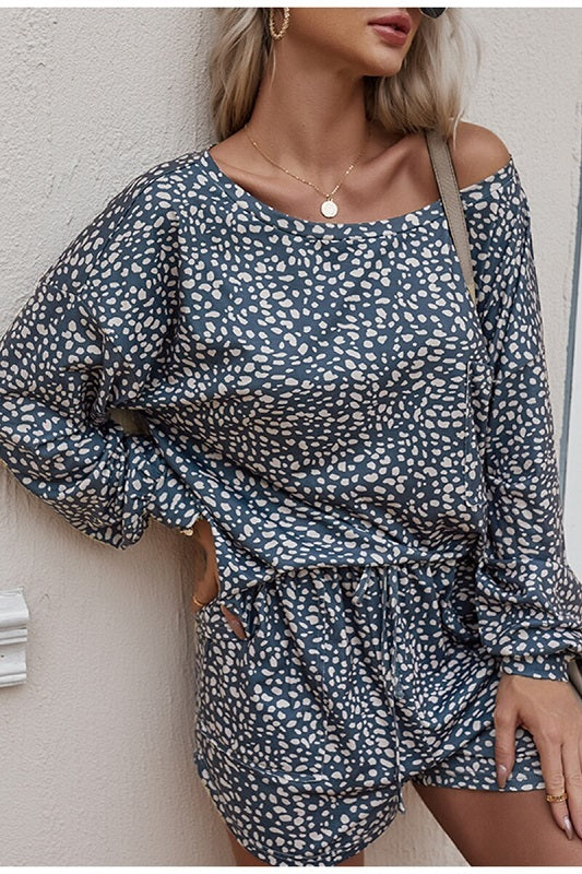 Casual polka dot print two pieces set Mssza