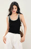 Casual sleeveless Pullover Patchwork O-Neck Dimensional Flowers Tops Mssza