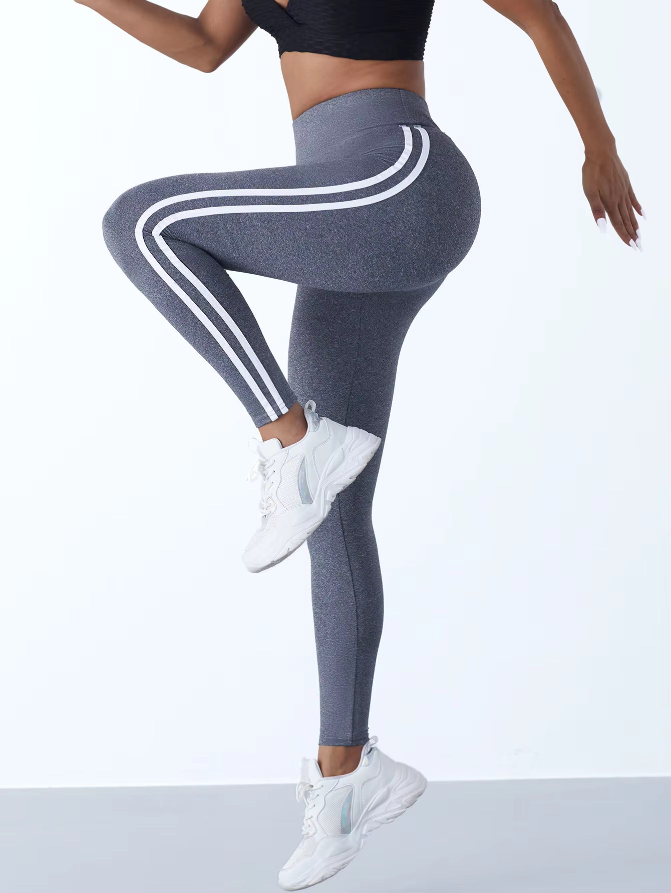 Casul Tights Workout Striped Slim Sports High Waist Pants Mssza