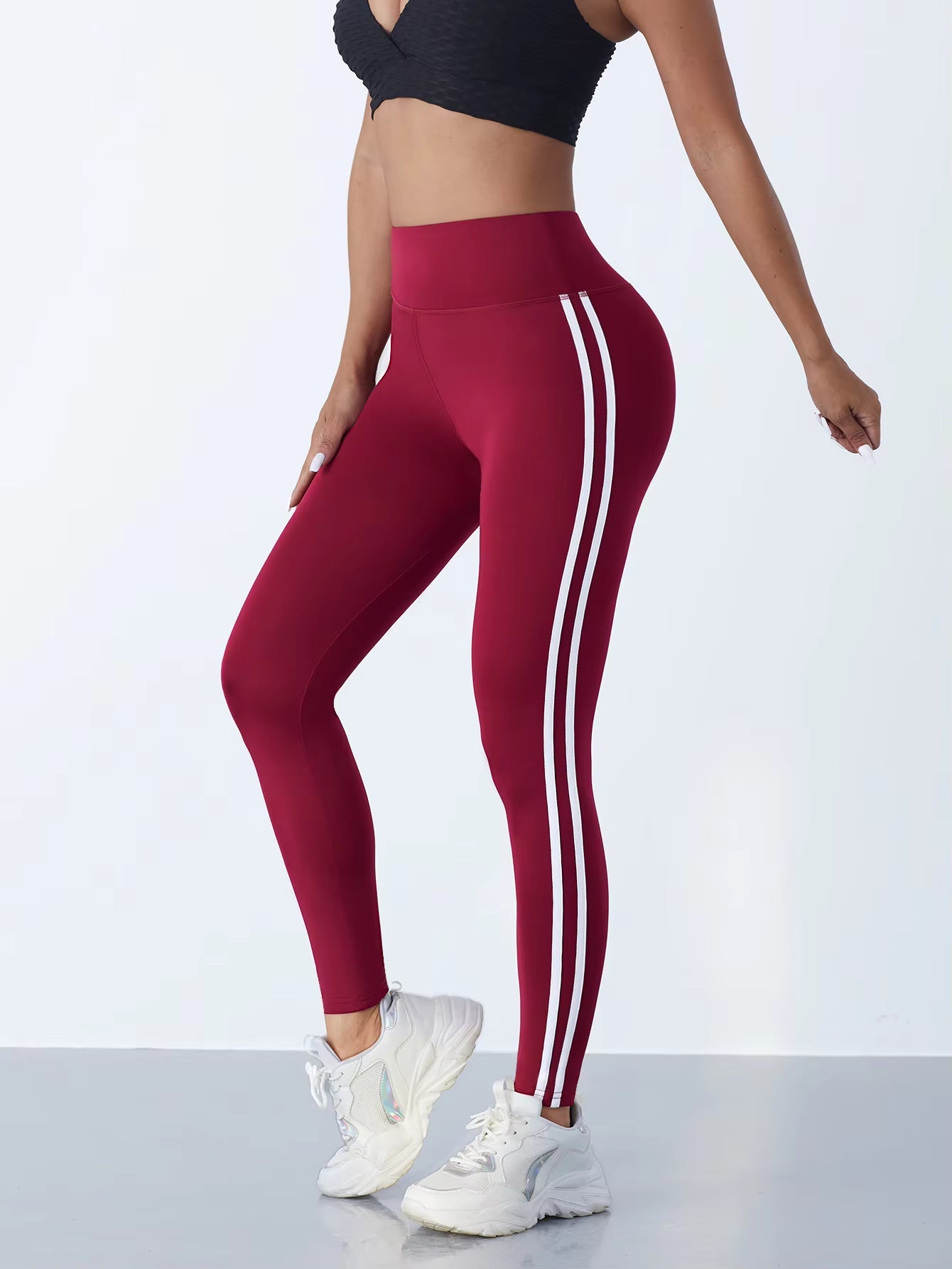 Casul Tights Workout Striped Slim Sports High Waist Pants Mssza