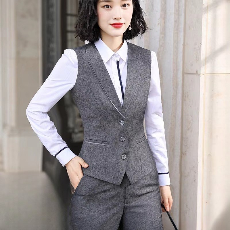 Causal Solid zipper fly Notched Work Wear Formal Blazer Jacket Vest trousers 3 Pieces Pant Suits Mssza