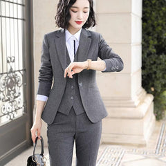 Causal Solid zipper fly Notched Work Wear Formal Blazer Jacket Vest trousers 3 Pieces Pant Suits Mssza