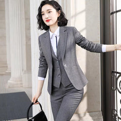 Causal Solid zipper fly Notched Work Wear Formal Blazer Jacket Vest trousers 3 Pieces Pant Suits Mssza