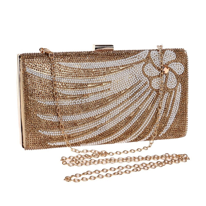 Chain Shoulder Flower Beaded Clutch Mssza