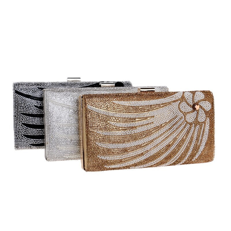 Chain Shoulder Flower Beaded Clutch Mssza