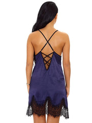 Chemise Polyester T-back Jumper 2 Piece Set Lingerie Mssza