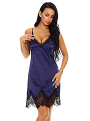 Chemise Polyester T-back Jumper 2 Piece Set Lingerie Mssza
