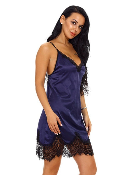 Chemise Polyester T-back Jumper 2 Piece Set Lingerie Mssza