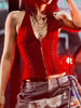 Chic Bandage Design Solid V-Neck Bandage Zipper Slim Top Mssza