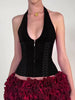 Chic Bandage Design Solid V-Neck Bandage Zipper Slim Top Mssza