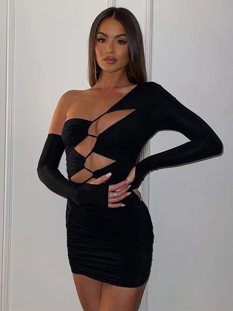 Club Chic Long Sleeve Bandage Party Mini Cut Out Dress Mssaz Desses