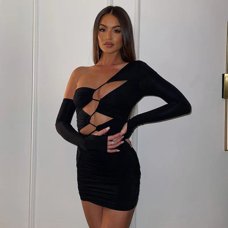 Club Chic Long Sleeve Bandage Party Mini Cut Out Dress Mssaz Desses