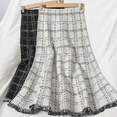 Chic High Waist A-line Elastic Loose Street wear Long Skirt Mssza