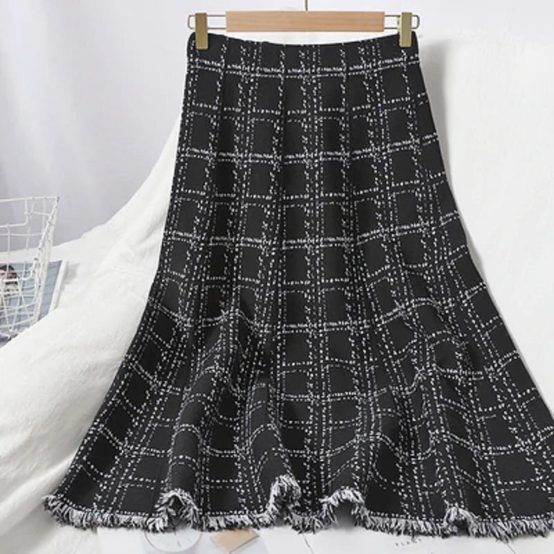 Chic High Waist A-line Elastic Loose Street wear Long Skirt Mssza