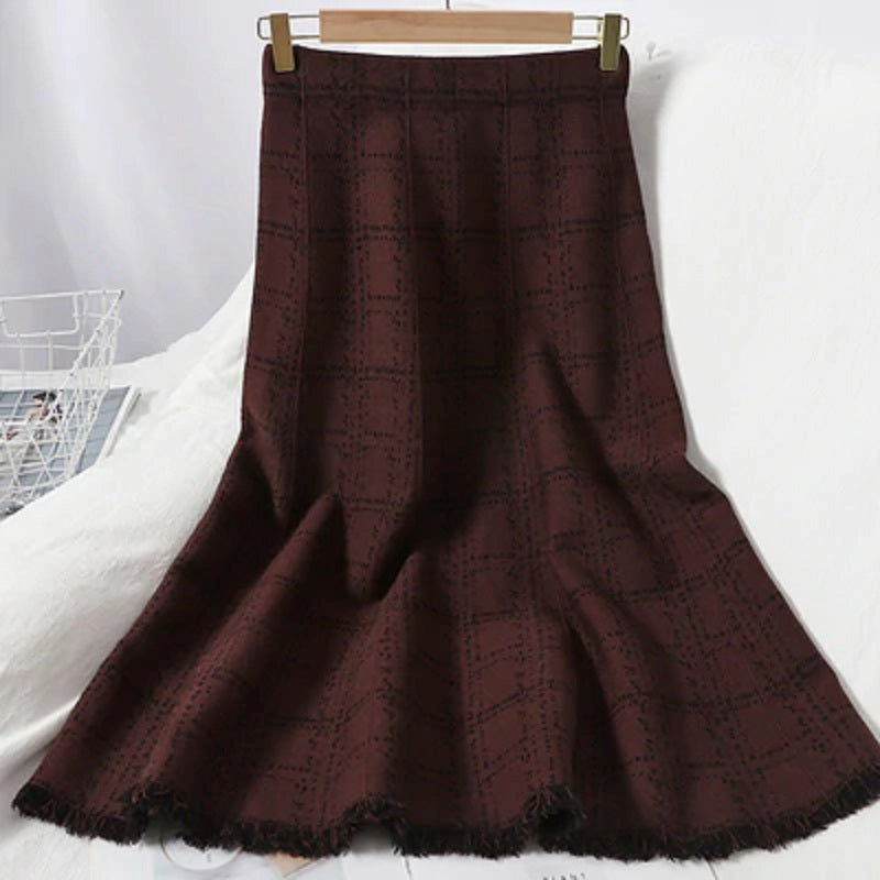 Chic High Waist A-line Elastic Loose Street wear Long Skirt Mssza