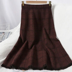 Chic High Waist A-line Elastic Loose Street wear Long Skirt Mssza