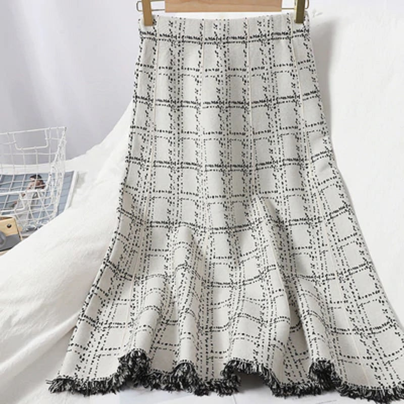 Chic High Waist A-line Elastic Loose Street wear Long Skirt Mssza