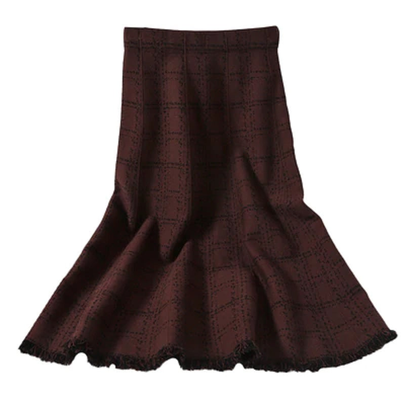 Chic High Waist A-line Elastic Loose Street wear Long Skirt Mssza