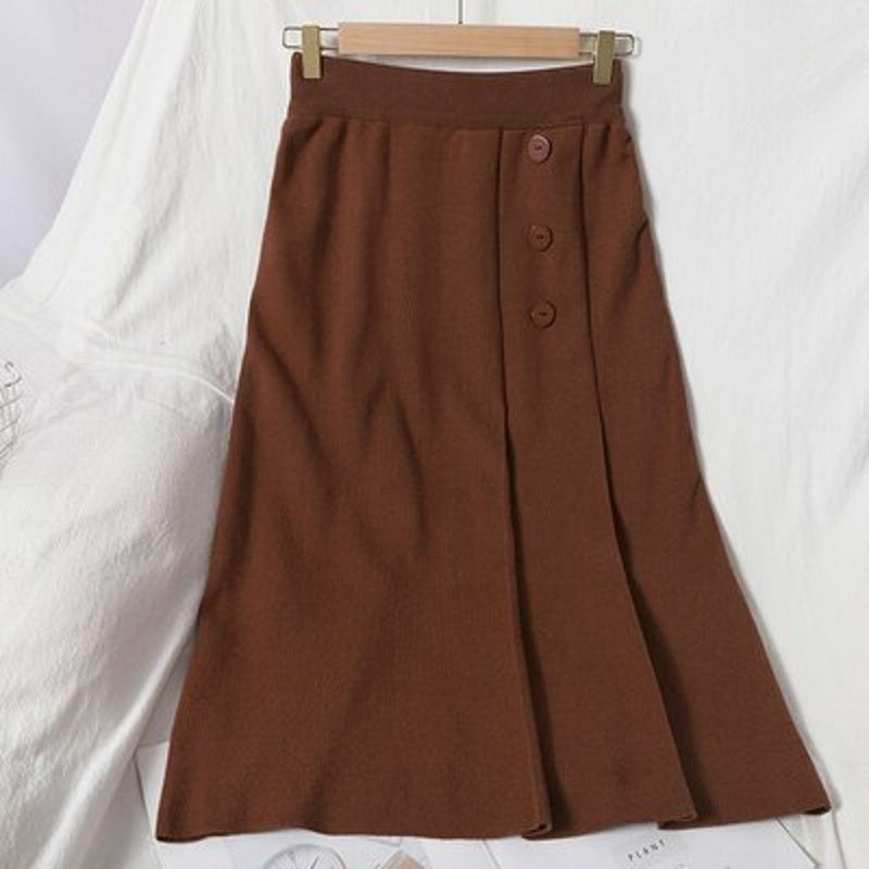 Chic Knitted Solid Slim Pencil Korean Street wear Sweater Skirt Mssza