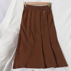 Chic Knitted Solid Slim Pencil Korean Street wear Sweater Skirt Mssza