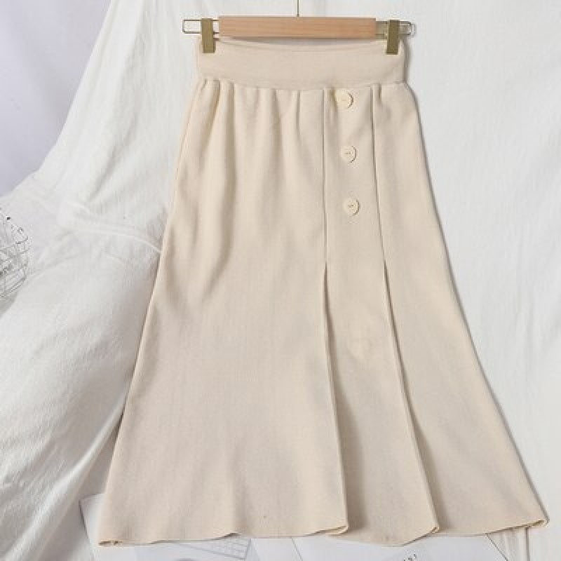 Chic Knitted Solid Slim Pencil Korean Street wear Sweater Skirt Mssza