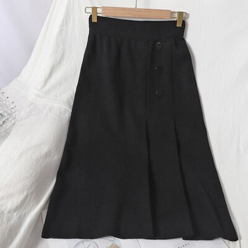 Chic Knitted Solid Slim Pencil Korean Street wear Sweater Skirt Mssza