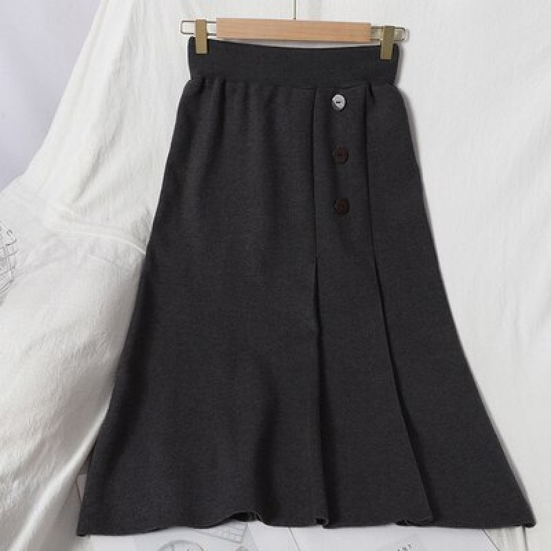 Chic Knitted Solid Slim Pencil Korean Street wear Sweater Skirt Mssza