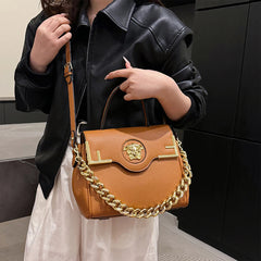 Casual Chic Leather-Texture PU Large Capacity Flap Magnetic Chain Adjustable Strap Crossbody Bag Mssza