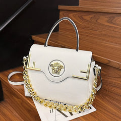 Casual Chic Leather-Texture PU Large Capacity Flap Magnetic Chain Adjustable Strap Crossbody Bag Mssza