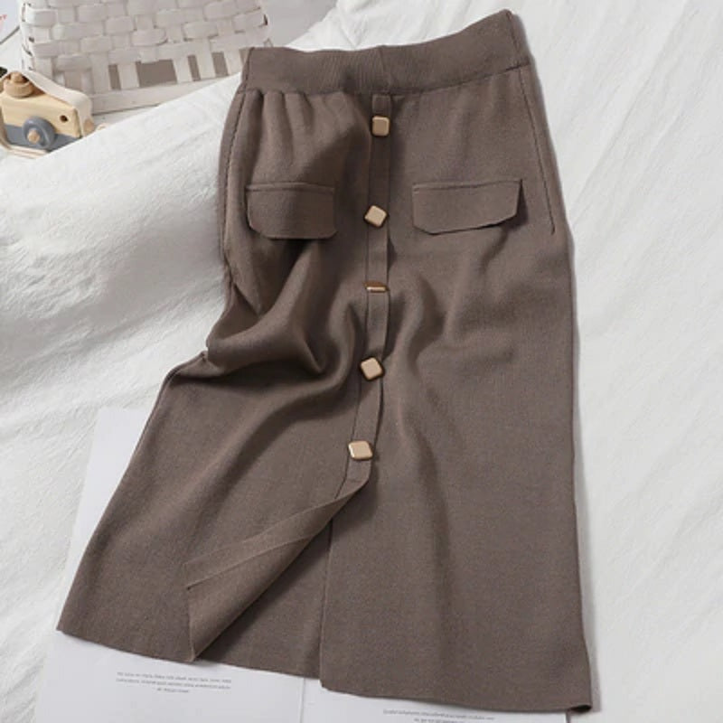 Chic Pencil Split Slim High Waist Elastic Streetwear Skirts Mssza