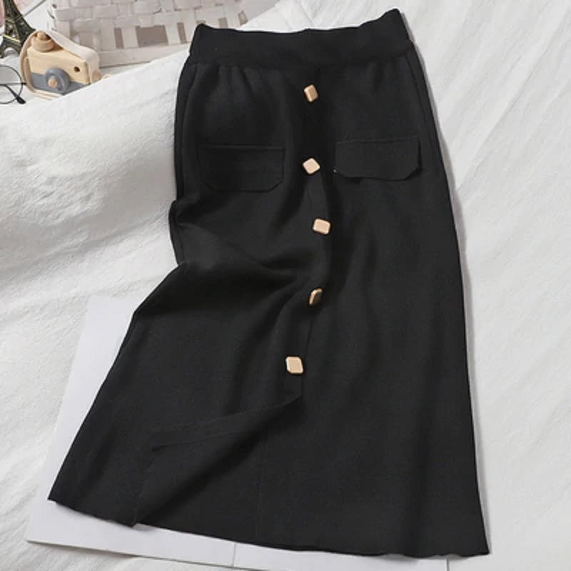 Chic Pencil Split Slim High Waist Elastic Streetwear Skirts Mssza