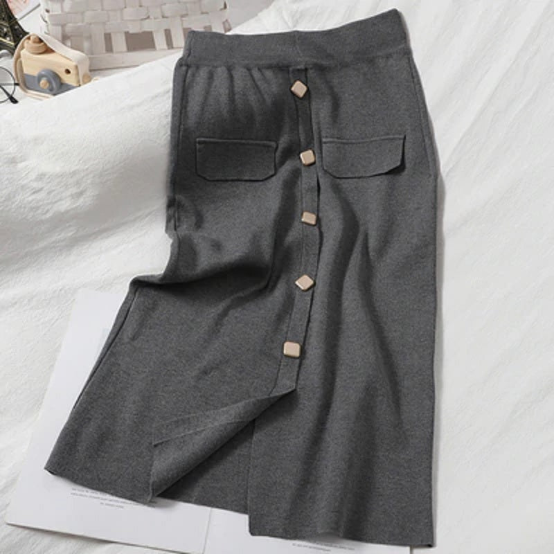 Chic Pencil Split Slim High Waist Elastic Streetwear Skirts Mssza