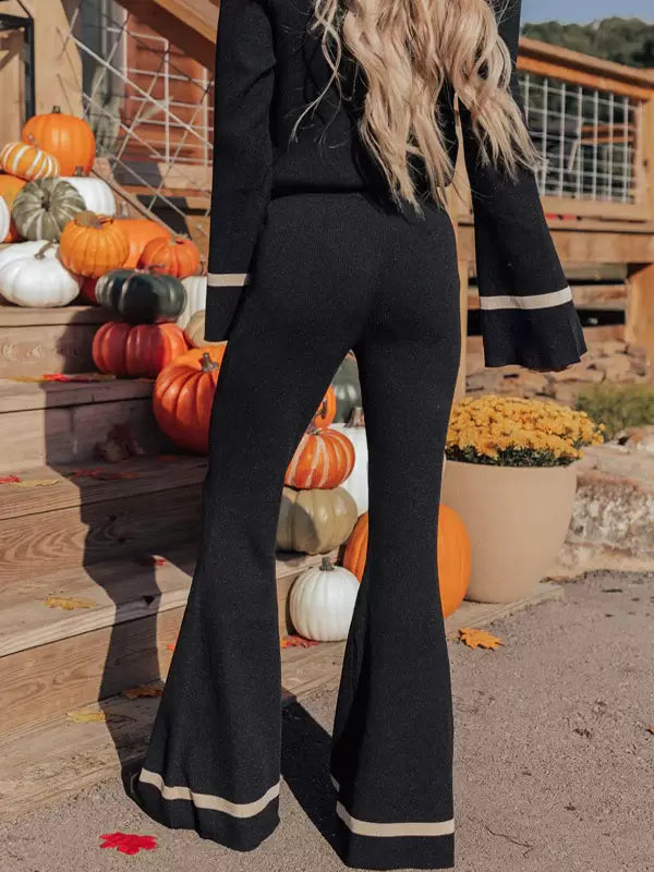 Chic Sequin Mermaid daily Causal Two-Tone High Waist Elegant Pant Set Mssza