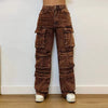 Chic Sequins Multiple Pockets High Waist Button Jean Streetwear Mssza