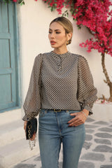 Chic Stylish Pullover Chiffon Slight Stretch Single-Piece Shirts Blouses Mssza