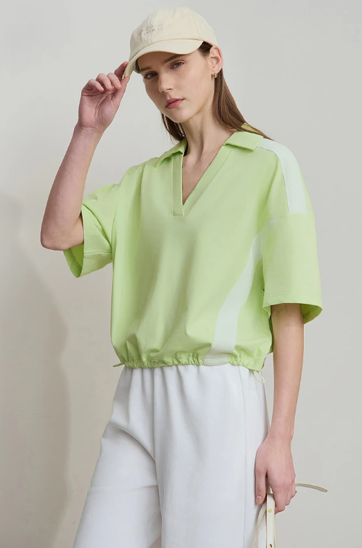 V-Neck Pullover Loose Short Shoulder Sleeve Minimalist Cotton T-Shirts Mssza